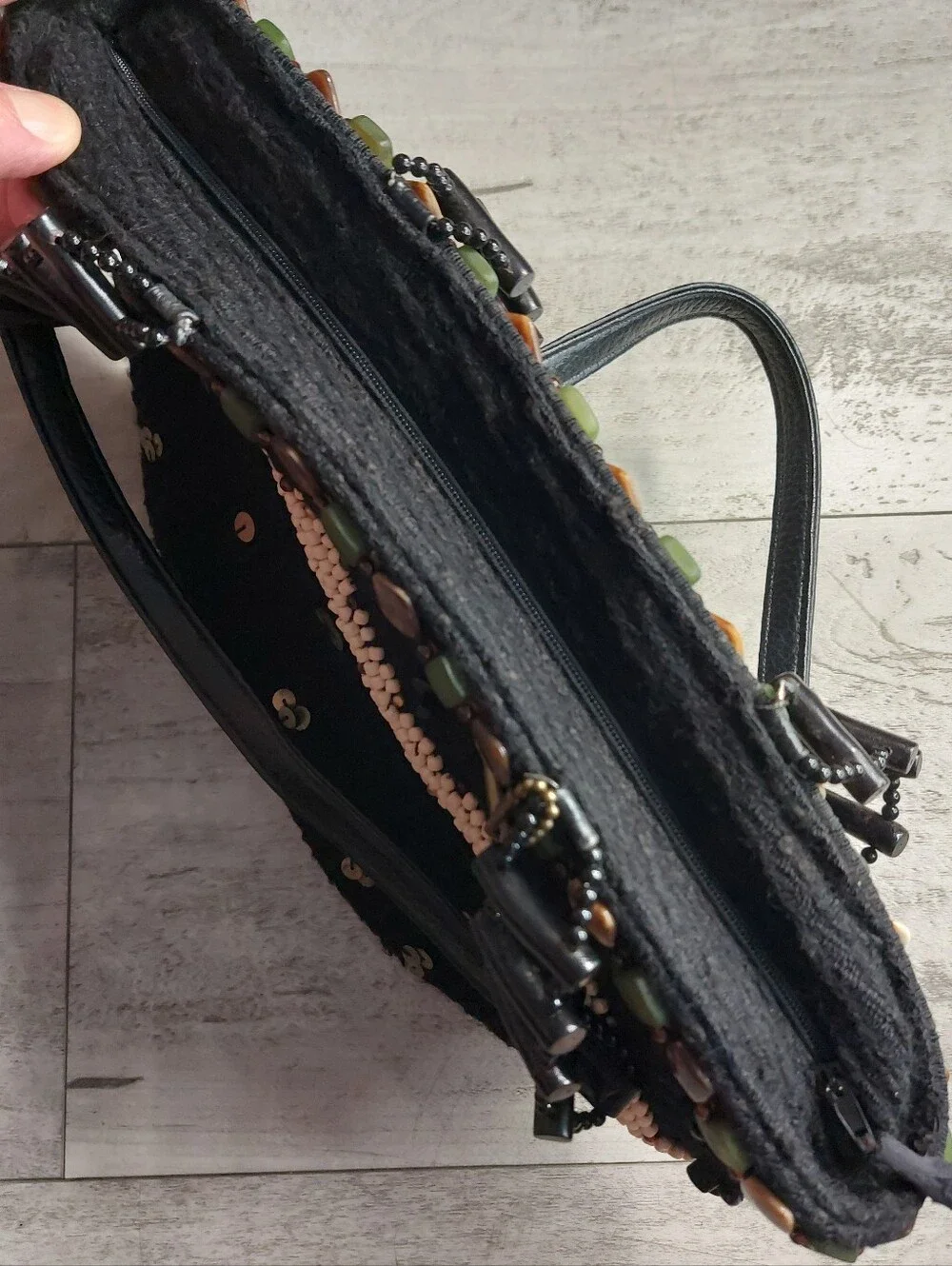 Mary Frances Beaded Sequin Embellished Women’s Handbag - Black
